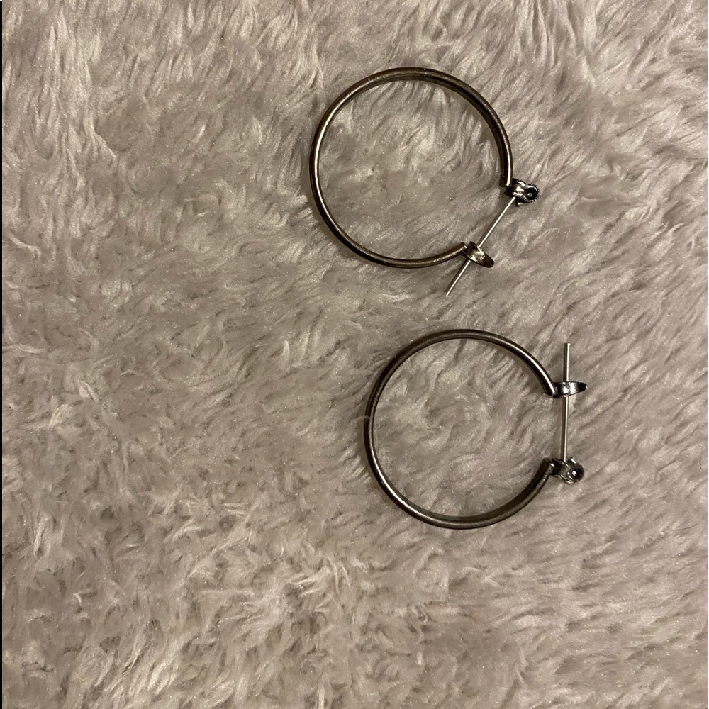 grey hoop earrings